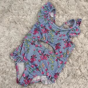 Penelope Mack Blue and Pink Floral One Piece Swimsuit